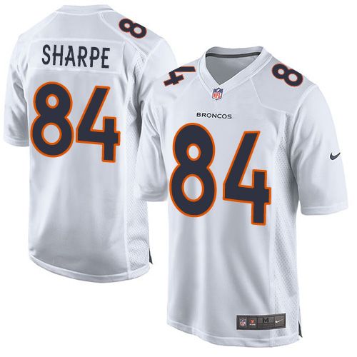 Nike Broncos #84 Shannon Sharpe White Men's Stitched NFL Game Event Jersey